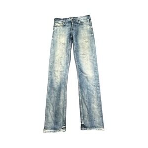 Denham Jeans Mens‎ 28 Blue Razor Slim Fit Candiani Denim Distressed Button Fly